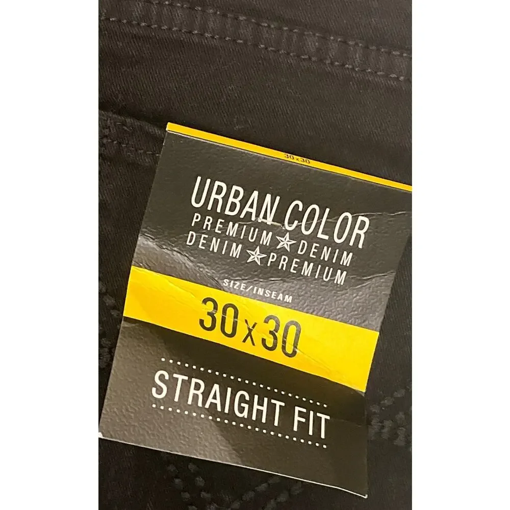 Urban Color Straight Fit Black Jeans - Size 30 x 30 - NEW